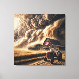 Midwest Great Plains Farm In a Dust Storm Canvas Print