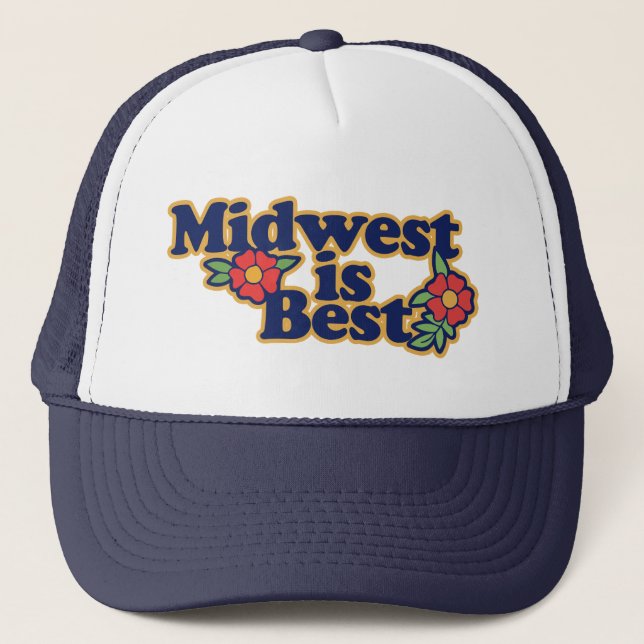 Midwest is Best Retro Daisy                        Trucker Hat (Front)