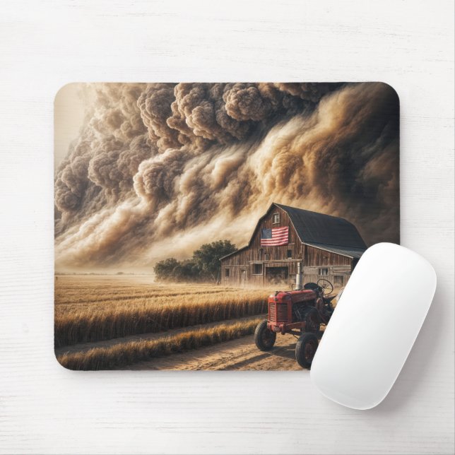 Midwest Plains Farm In a Dust Storm Mouse Mat (With Mouse)