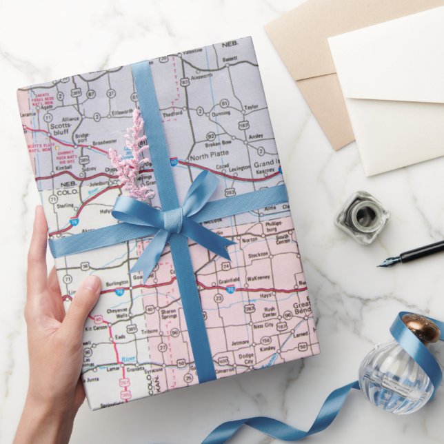 Midwest Road Map Wrapping Paper (Gifting)