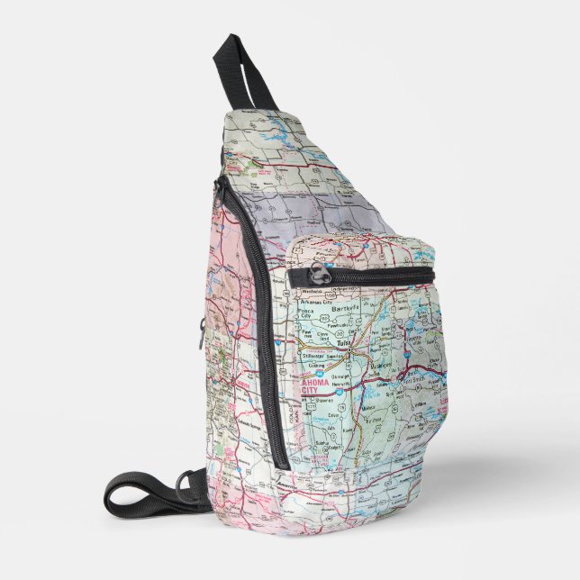 Midwest United States Road Map Sling Bag (Left Corner)