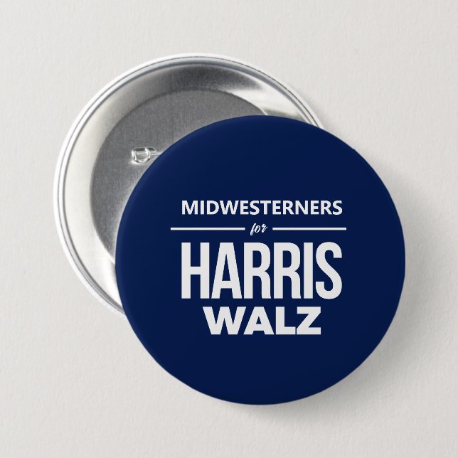 Midwesterners for Harris Walz 7.5 Cm Round Badge (Front & Back)