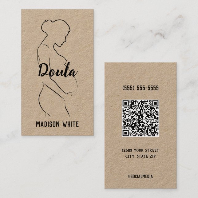 🤰 Midwife Birth Doula Custom QR Business Card (Front/Back)