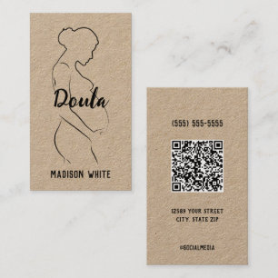 Midwife Birth Doula Custom QR Kraft Business Card