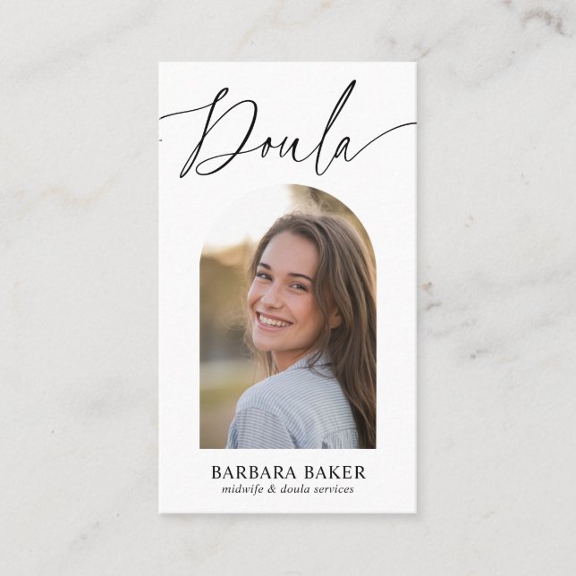 Midwife Birth Postpartum  Doula Photo QR CODE  Business Card (Front)