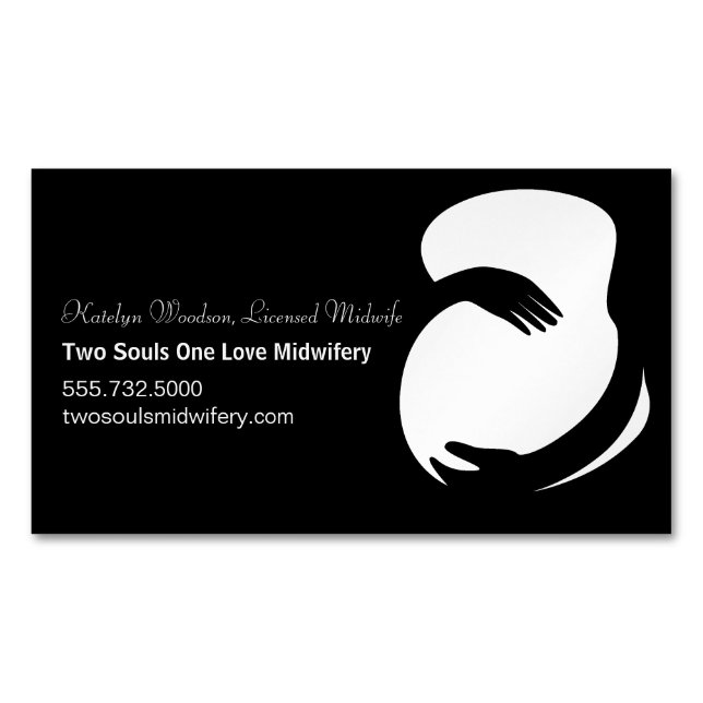 Midwife Black White Birth Centre Chic Maternity Magnetic Business Card (Front)