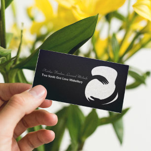 Midwife Black White Pregnant Belly Chic Maternity Business Card