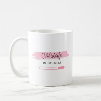 Midwife Brushstroke Heart Personalised Name Coffee Mug