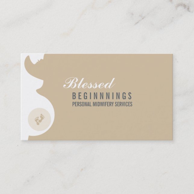 MIDWIFE BUSINESS CARD :: pregnant belly baby feet (Front)