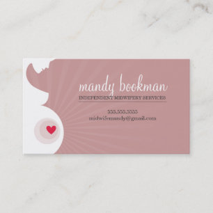MIDWIFE CARD pregnant belly silhouette brown latte
