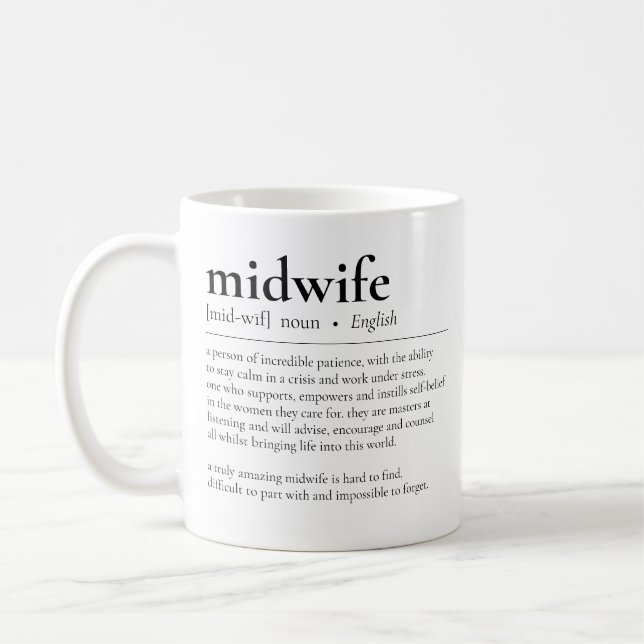 Midwife Definition Doula Thank You Appreciation Coffee Mug (Left)