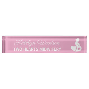 Midwife Doula Beautiful Pregnancy Business Pink Nameplate