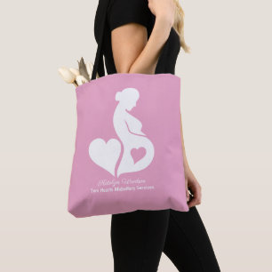Midwife Doula Beautiful Pregnancy Business Pink Tote Bag