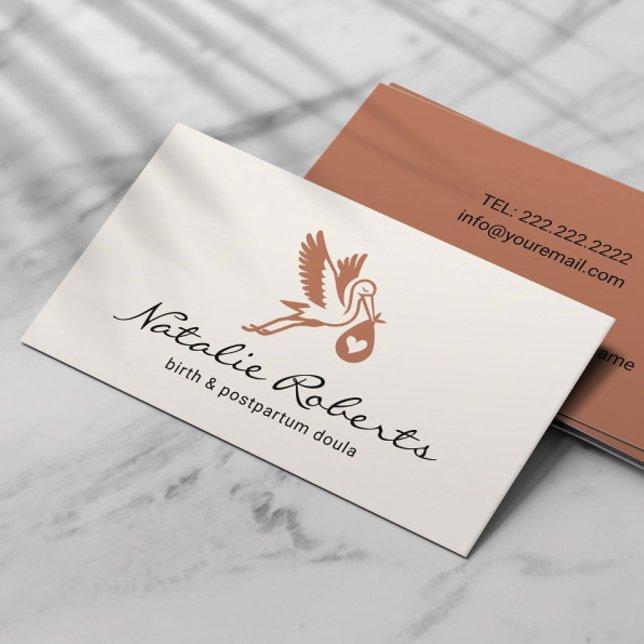 Midwife Doula Birth Coach Stork Logo Business Card (Creator Uploaded)
