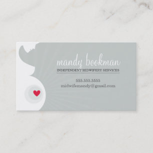 MIDWIFE DOULA CARD pregnant belly heart grey