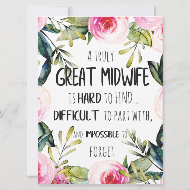 Midwife Doula Office Thank you Card Quote Gift (Front)