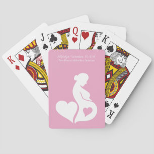 Midwife Doula or OBGYN Beautiful Personalised Pink Playing Cards
