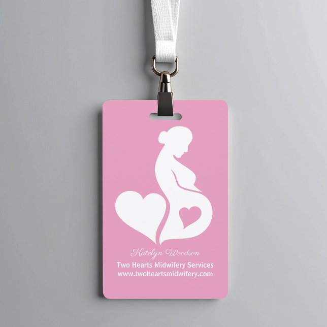 Midwife Doula Pink Pregnancy Hospital ID Badge (Creator Uploaded)