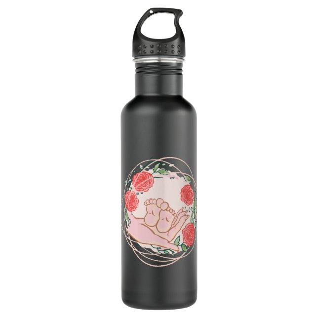 Midwife Gift Thank You Hand With Baby Feet 710 Ml Water Bottle (Front)