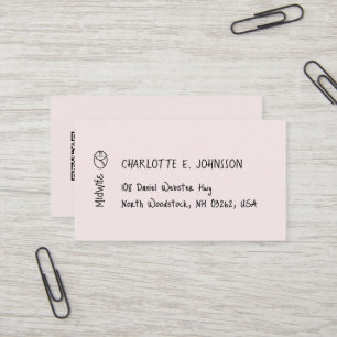 Midwife Handwriting Drawn Baby Minimalist Business Card