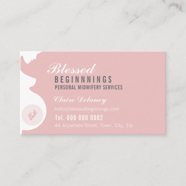 MIDWIFE MATERNITY NURSE pregnant belly baby feet Business Card (Front)