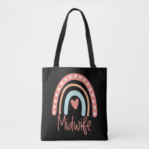 Midwife Midwifery Gift Boho Rainbow Tote Bag