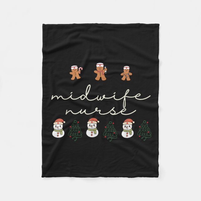 Midwife Nurse Christmas Gingerbread Nicu Hostal Pa Fleece Blanket (Front)