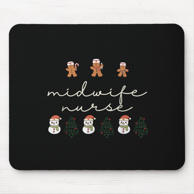 Midwife Nurse Christmas Gingerbread Nicu Hostal Pa Mouse Mat (Front)