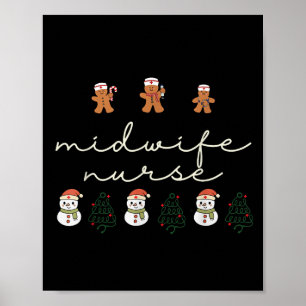 Midwife Nurse Christmas Gingerbread Nicu Hostal Pa Poster