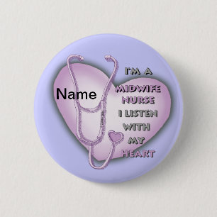 Midwife Nurse Purple Heart 6 Cm Round Badge