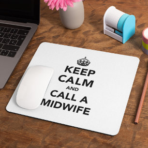 Midwife Office Keep Calm Crown Joke Mouse Mat