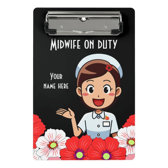 Midwife On Duty Personalised Mini Clipboard (Front)