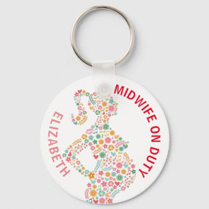 Midwife On Duty Personalized Key Ring