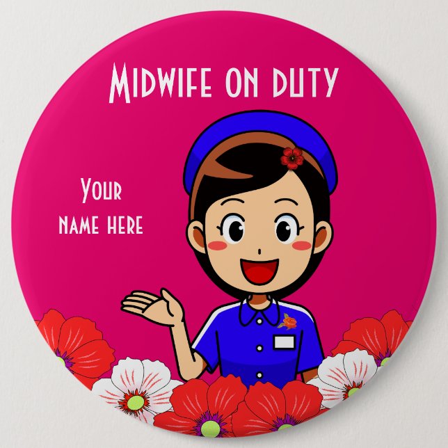 Midwife On Duty, Round Button (Front)