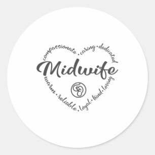 Midwife, pregnancy support, childbirth classic round sticker
