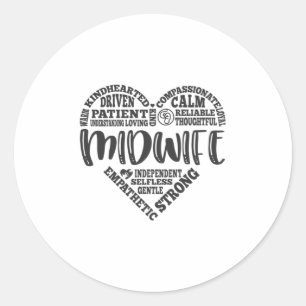 Midwife, pregnancy support, childbirth classic round sticker