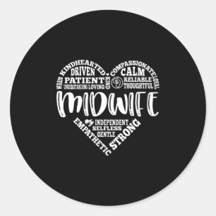 Midwife, pregnancy support, childbirth classic round sticker