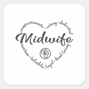 Midwife, pregnancy support, childbirth square sticker