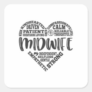 Midwife, pregnancy support, childbirth square sticker