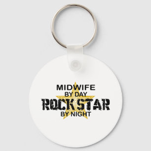 Midwife Rock Star by Night Key Ring