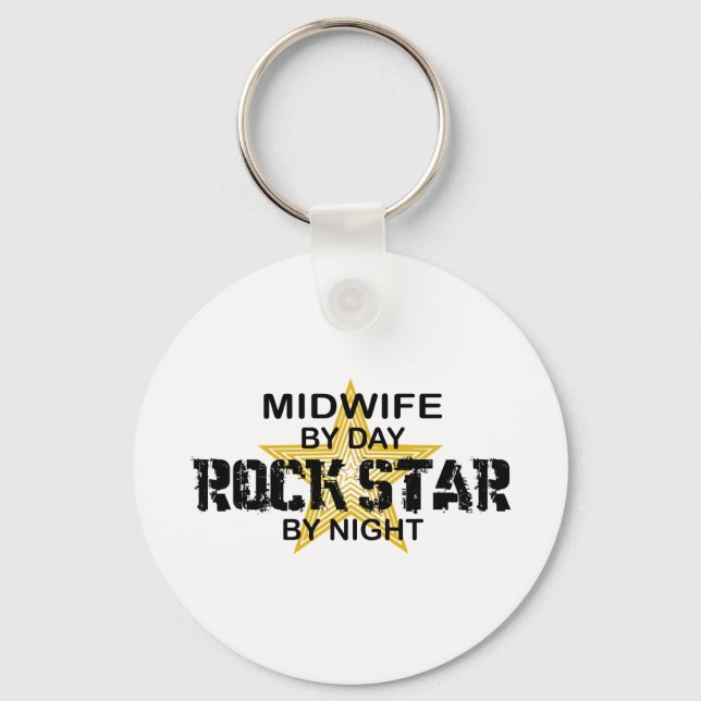 Midwife Rock Star by Night Key Ring (Front)