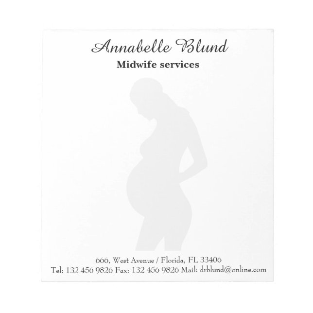 Midwife service Business Card Notepad (Front)