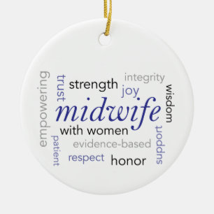 midwife word cloud ceramic tree decoration