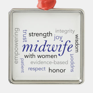 midwife word cloud metal tree decoration