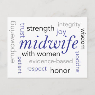 midwife word cloud postcard