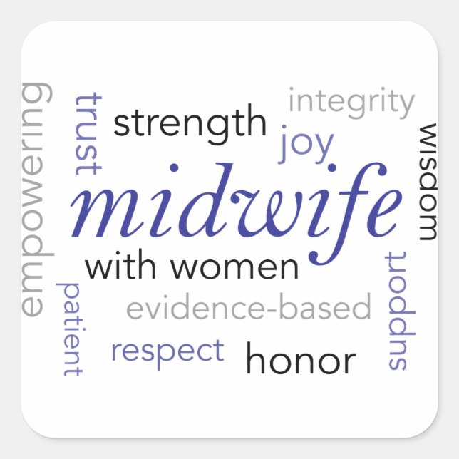 midwife word cloud square sticker (Front)