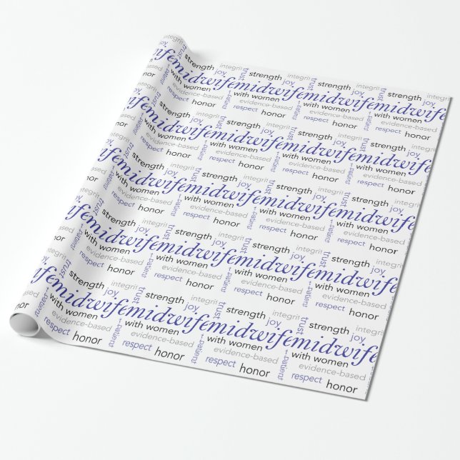 midwife word cloud wrapping paper (Unrolled)