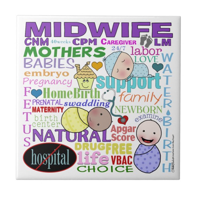 Midwifery Terminology-Subway Art Tile (Front)