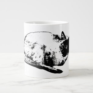 Midwinter cat in quiet poise large coffee mug