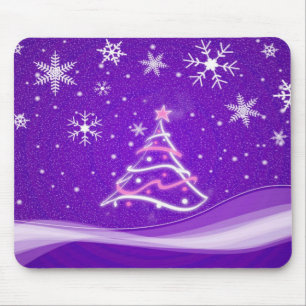 Midwinter forest scene purple mouse mat